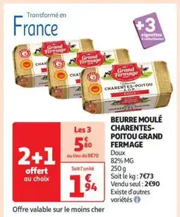 Auchan Beurre Moulé Charentes-Poitou Grand Fermage offre