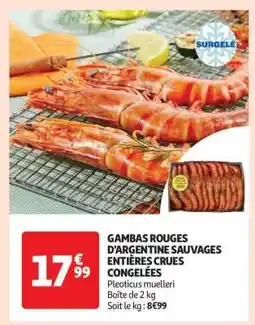 Auchan Gambas Rouges D'argentine Sauvages Entières Crues Congelées offre