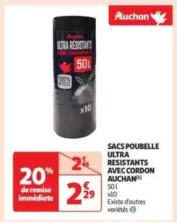 Auchan SACS POUBELLE ULTRA RESISTANTS AVEC CORDON AUCHAN offre