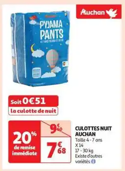 Auchan Culottes Nuit Auchan offre