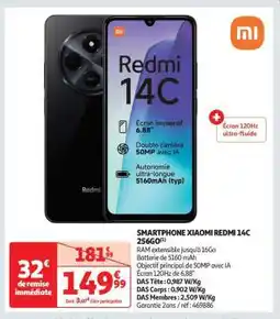 Auchan SMARTPHONE XIAOMI REDMI 14C 256GO offre