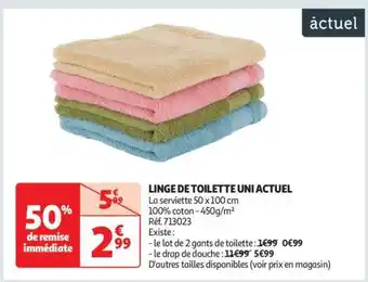 Auchan Linge De Toilette Uni Actuel offre