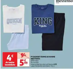 Auchan PYJASHORT FEMME OU HOMME INEXTENSO offre