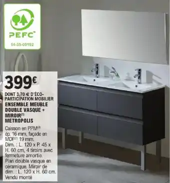 E.Leclerc Brico Ensemble meuble double vasque + miroir metropolis offre
