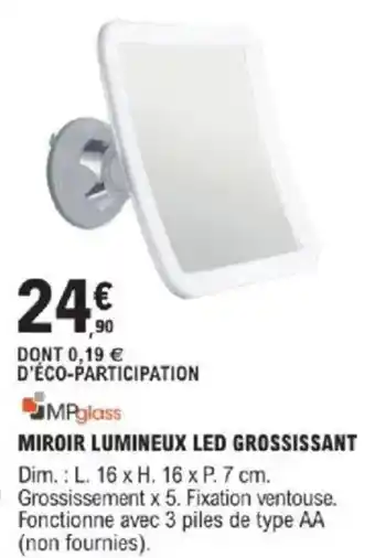 E.Leclerc Brico Miroir lumineux led grossissant offre
