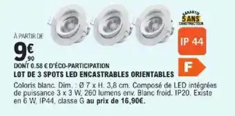 E.Leclerc Brico Lot de 3 spots led encastrables orientables offre