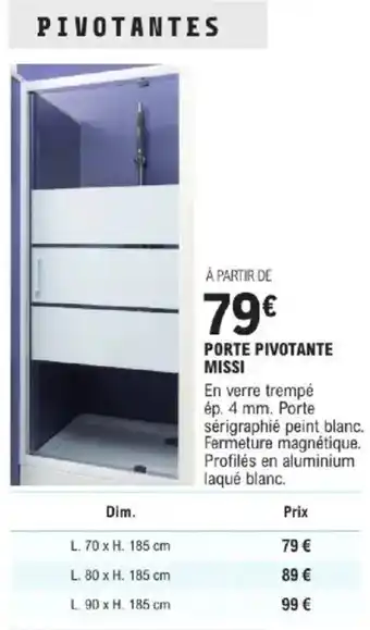 E.Leclerc Brico Porte pivotante missi offre
