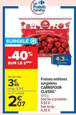 Carrefour Drive Carrefour - fraises entières surgelées classic' offre
