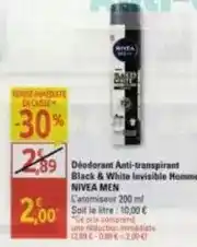 Diagonal Nivea - déodorant anti-transpirant black & white lavisible offre
