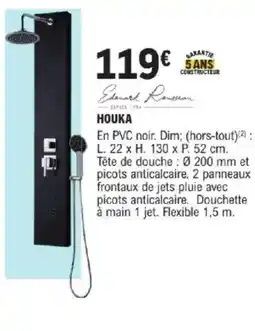 E.Leclerc Brico Houka En PVC noir. Dim; (hors-tout)(2): L. 22 x H. 130 x P. 52 cm offre