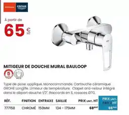 Au Forum du Bâtiment Grohe - mitigeur de douche mural bauloop offre