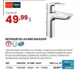 Au Forum du Bâtiment Grohe - mitigeur de lavabo bauloop offre