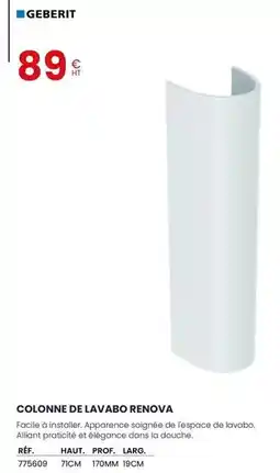 Au Forum du Bâtiment Geberit - colonne de lavabo renova offre