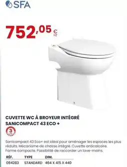 Au Forum du Bâtiment Sfa - cuvette wc a broyeur intégré sanicompact 43 eco + offre