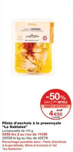 Monop' Filets d'anchois à la provençale la sablalse offre