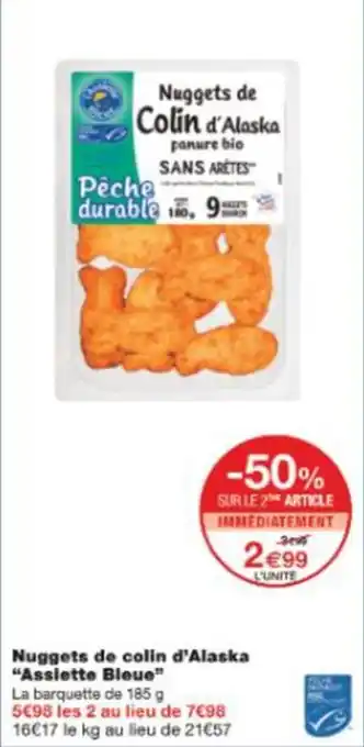 Monop' Nuggets de colin d'alaska assiette bleue offre