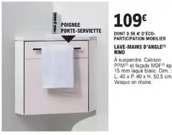 E.Leclerc Brico Lave-mains d'angle nino offre