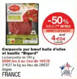 Monop' Carpaccio pur bœuf huile d'olive et basilic bigard offre