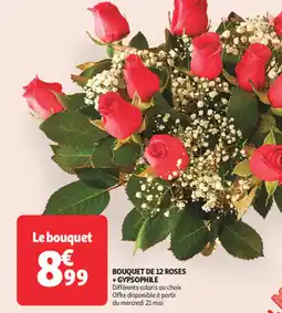 Auchan Supermarché Bouquet de 12 roses + gypsophile offre