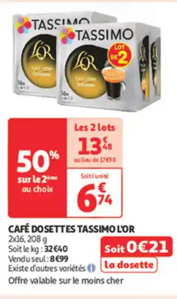 Auchan Supermarché TASSIMO Café dosettes l'or offre