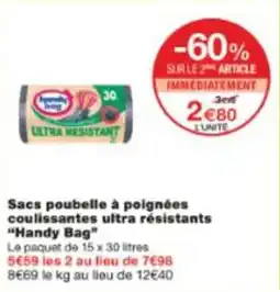 Sacs poubelle à poignées coulissantes ultra résistants handy bag