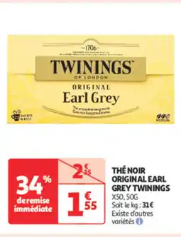 Auchan Supermarché TWININGS Thé noir original earl grey offre