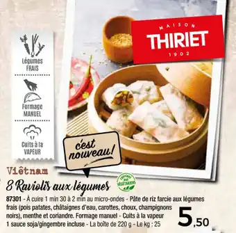 Thiriet 8 raviolis aux légumes offre