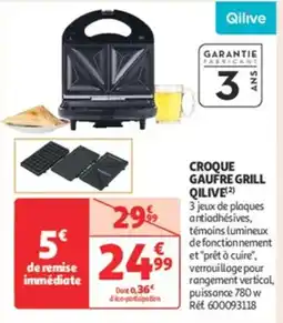 Auchan Supermarché QILIVE Croque gaufre grill offre