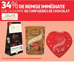 Auchan Supermarché LINDT Sur la gamme de confiseries de chocolat offre