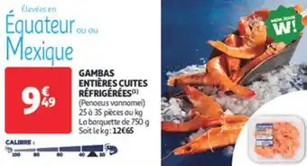 Auchan Supermarché Gambas entières cuites réfrigérées offre