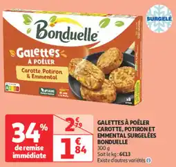 Auchan Supermarché BONDUELLE Galettes à poêler carotte, potironet emmental surgelées offre