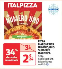 Auchan Supermarché ITALPIZZA Pizza margherita numéro uno surgelee offre