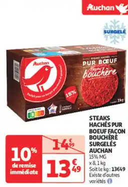 Auchan Supermarché AUCHAN Steaks hachés pur boeuf façon bouchere surgelés offre