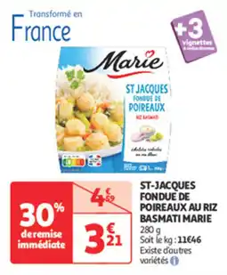 Auchan Supermarché MARIE St-jacques fondue de poireaux au riz basmati offre