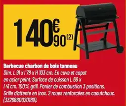 Tridôme Barbecue charbon de bois tonneau offre