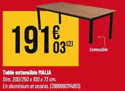 Table extensible MALIA