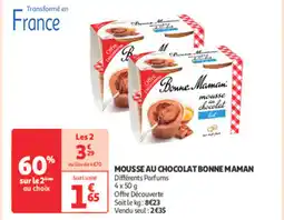Auchan Supermarché BONNE MAMAN Mousse au chocolat offre