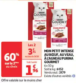 Auchan Supermarché PURINA GOURMET Mon petit intense aubœuf, auveau, à l'agneau offre