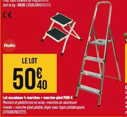 Lot escabeau 4 marches + marche-pied mini k