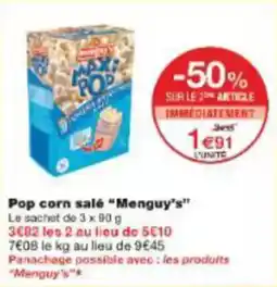 Monoprix Pop corn salé menguy's offre