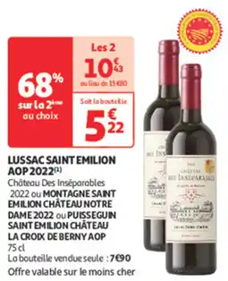 Auchan Supermarché Lussac saint emilion aop 2022 offre