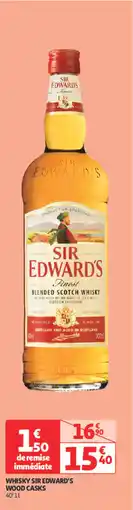 Auchan Supermarché SIR EDWARD'S Whisky wood casks offre