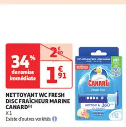 Auchan Supermarché CANARD Nettoyant wc fresh disc fraîcheur marine offre