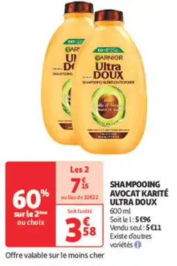 Auchan Supermarché GARNIER Shampooing avocat karité ultra doux offre