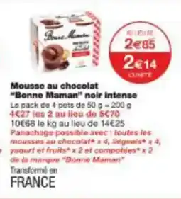 Monoprix Mousse au chocolat bonne maman noir intense offre