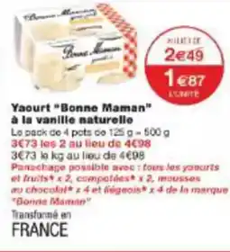 Monoprix Yaourt bonne maman à la vanille naturelle offre