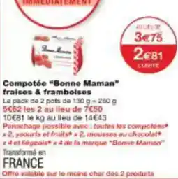 Monoprix Compotée bonne maman fraises & framboises offre
