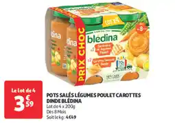 Auchan Supermarché BLEDINA Pots salés légumes poulet carottes dinde offre