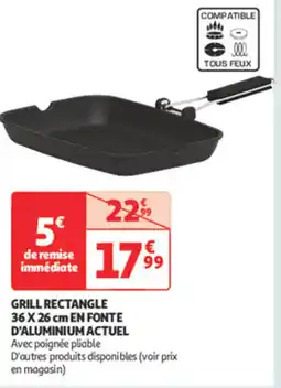 Auchan Supermarché ACTUEL Grill rectangle 36 x 26 cm en fonte d'aluminium offre