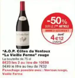 Monoprix A.o.p. côtes du ventoux la vieille ferme rouge offre